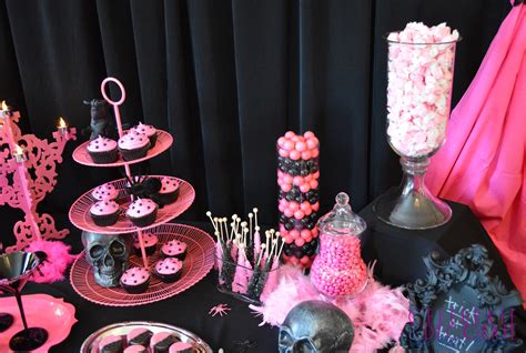 fabulous pink  black halloween party celebrate decorate
