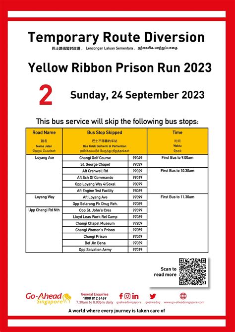 singapore temporary route diversion poster  yellow ribbon prison run  land