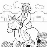 Jesus Coloring Donkey Riding Sunday Palm Pages Bible Jerusalem Entry Triumphal Easter Rides Kids Craft Into Clipart Color His Sheet sketch template