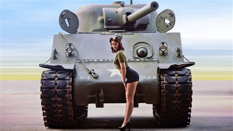 Wallpaper Women Weapon Tank World War Ii Pinup