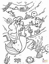 Coloring Ariel Pages Sea Under Disney Colouring sketch template