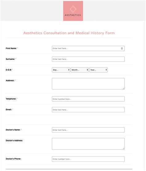 Aesthetics Consultation Form Template Electronic Forms