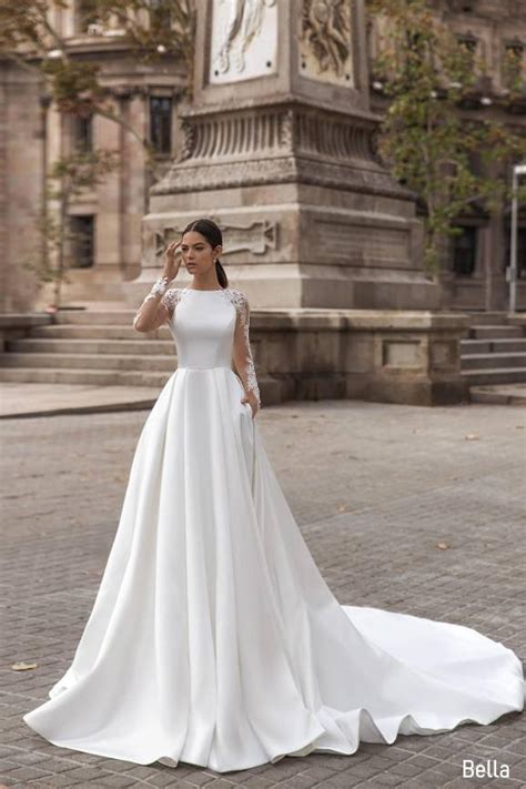 Classic Satin Wedding Dress Classic White Wedding Dress Etsy Satin