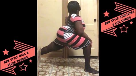 50in nubian black bbw does glutes lunges and abs wall