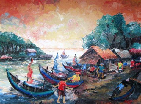 galery lukisan lukisan kampung nelayan