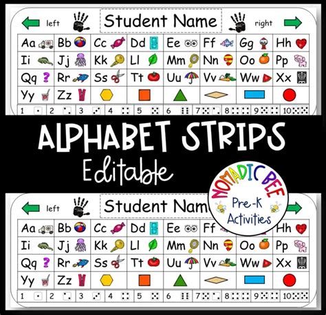 editable  alphabet strips  desks nbprekactivities