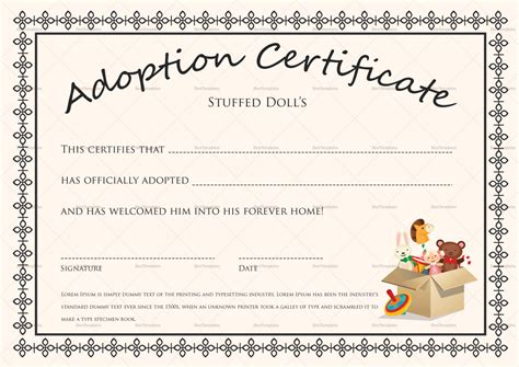 blank adoption certificate template calepmidnightpigco  pet