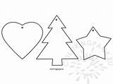 Tree Star Ornaments Christmas Heart Coloring sketch template