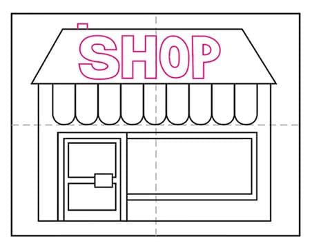 easy   draw  shop tutorial  shop coloring page