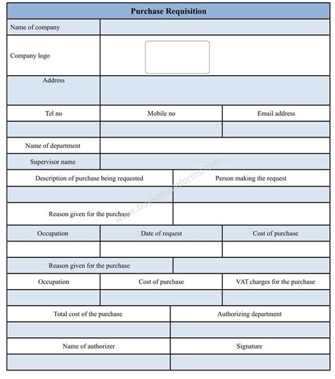 purchase requisition form template  sample forms