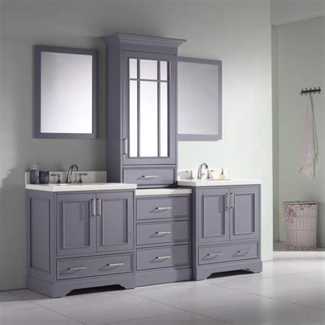 Ariel Stafford 85 In Grey Undermount Double Sink Bathroom Vanity With