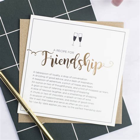 recipe  friendship card  bespoke verse notonthehighstreetcom