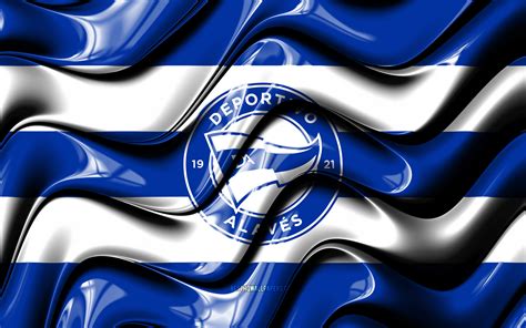 wallpapers deportivo alaves flag  blue  white  waves laliga spanish football