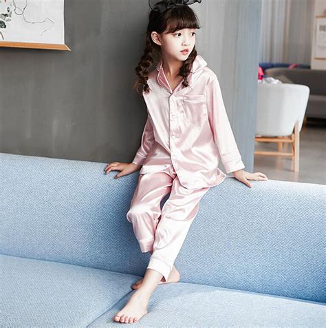 girls silk satin pajamas pyjamas kids children sleepwear set nightwear gift ebay