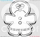 Gingerbread Mascot Depressed Woman Outlined Coloring Clipart Cartoon Vector Thoman Cory sketch template