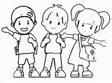 Coloring School Child Kids Clipart Cartoon Popular sketch template