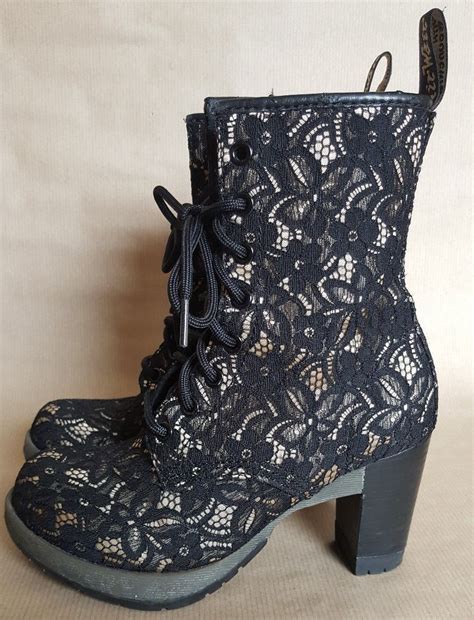dr martens darcie black lacegold ankle boots steampunk goth victoriana womens  ebay