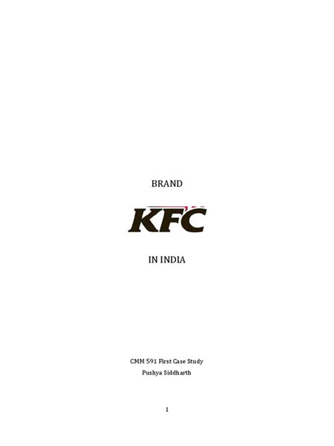 kfc  india st case papaer  fast food brand