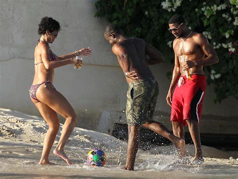 rihanna in bikini having fun on a beach in barbados pichunter