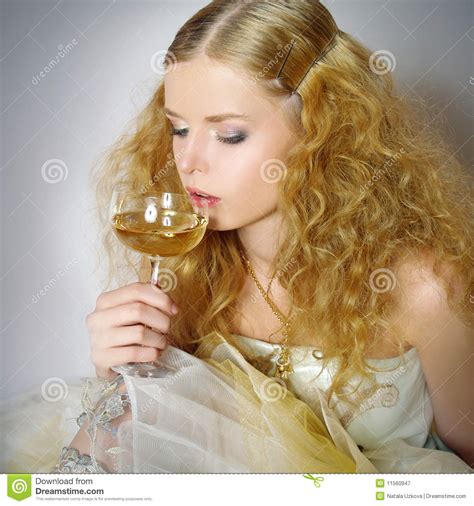 beautiful women with glass wine stock image image of