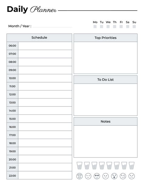 daily planner template daily schedule planner  vector art