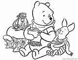 Pooh Coloring Pages Winnie Friends Piglet Cocoa Hot Disney sketch template
