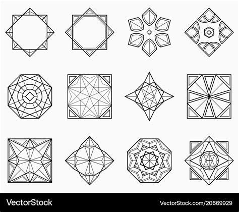 set  symmetric geometric shapes royalty  vector image