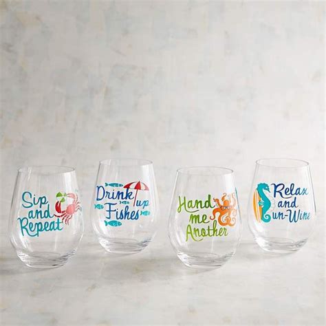pier 1 imports coastal acrylic stemless wine glasses set