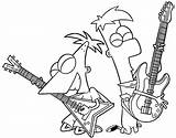 Ferb Phineas Colorear Guitarra Tocando Desenho Figuras Colouring Tudodesenhos sketch template