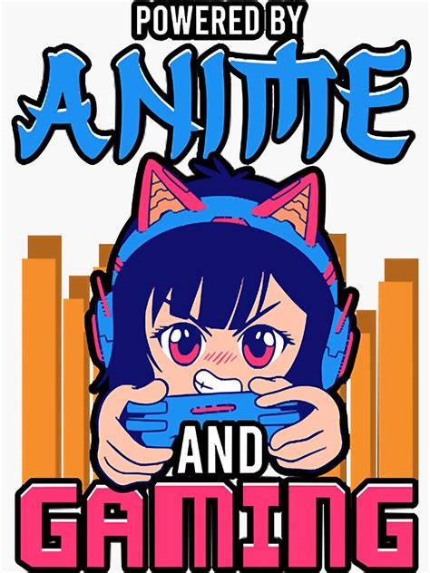 powered  anime  gaming video game gamer sticker  ythanh redbubble