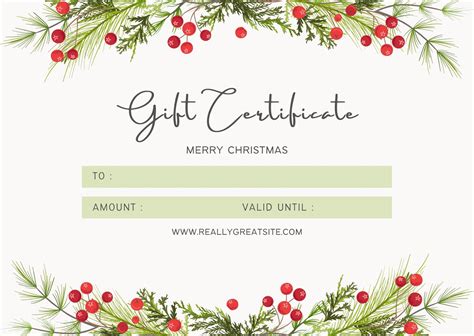 holiday gift certificate templates