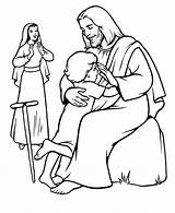 Jesus Coloring Pages Children Printable Kids Healing sketch template