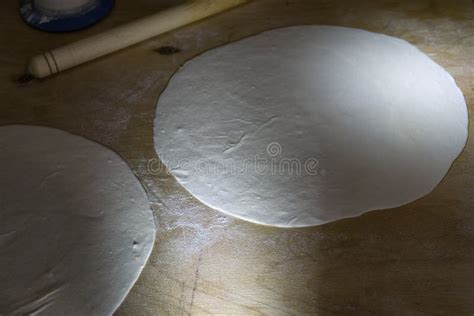 rolled  dough stock image image  cooking board