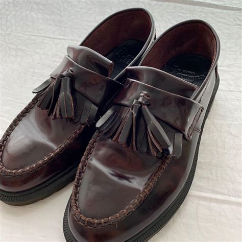 dr martens adrian tassel loafers  burgundy mens fashion footwear dress shoes  carousell