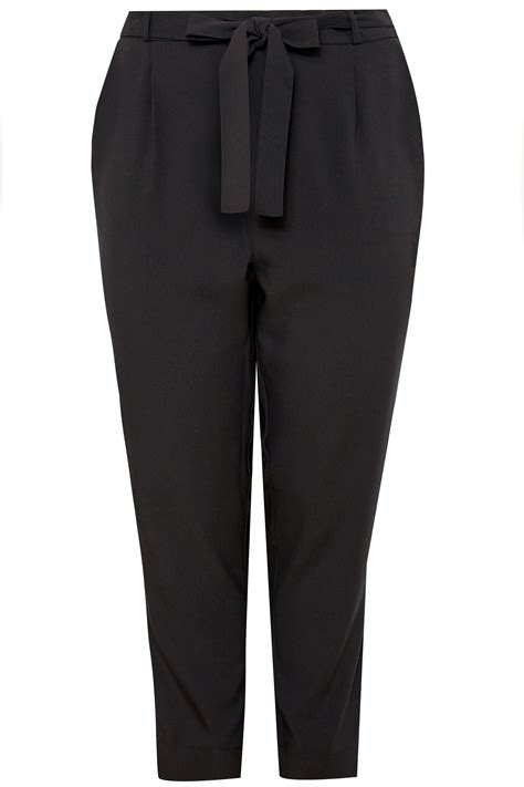 plus size black crepe tapered trousers sizes 16 to 36 yours clothing