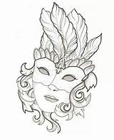 Mask Venetian Masks Printable Coloring Pages Drawing Mardi Gras Drawings Tattoo Masked sketch template
