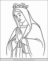 Mary Coloring Saint Praying Mother Blessed Pages Thecatholickid Choose Board sketch template