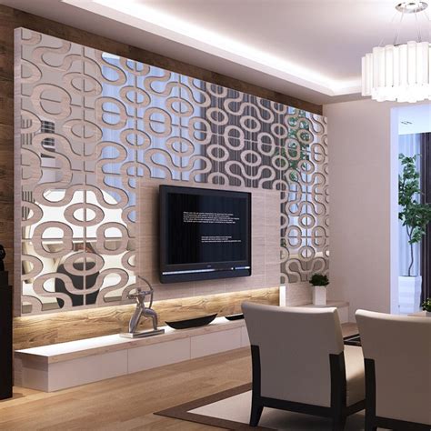 modern design diy acrylic mirror wall art home decor  wall sticker  living room tv sofa