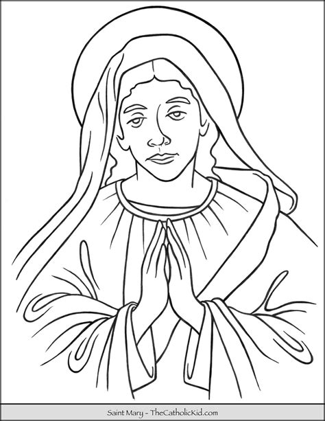 saint mary coloring page thecatholickidcom