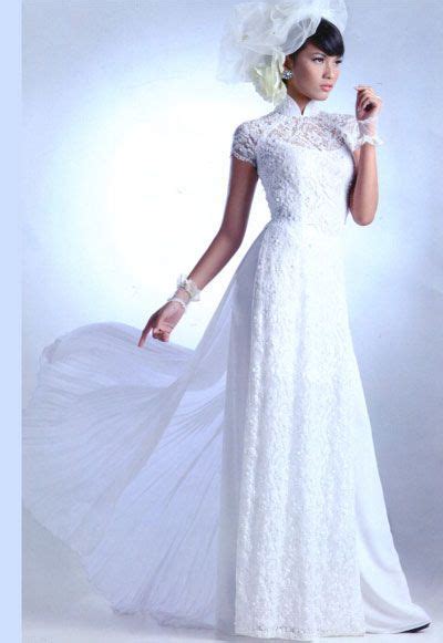 traditional vietnamese ao dai with a modern touch of lace vietnamese wedding dress