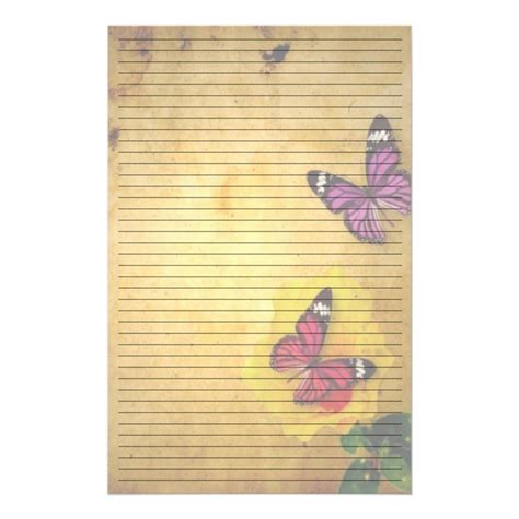 retro butterflies lined stationery paper zazzle stationery paper