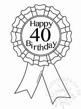 Birthday 40 Printable Ribbon Award Coloring 40th Coloringpage Eu sketch template