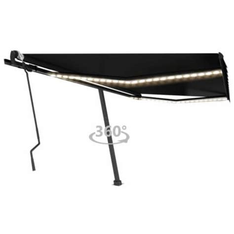 vidaxl manual retractable awning  led   anthracite    kroger