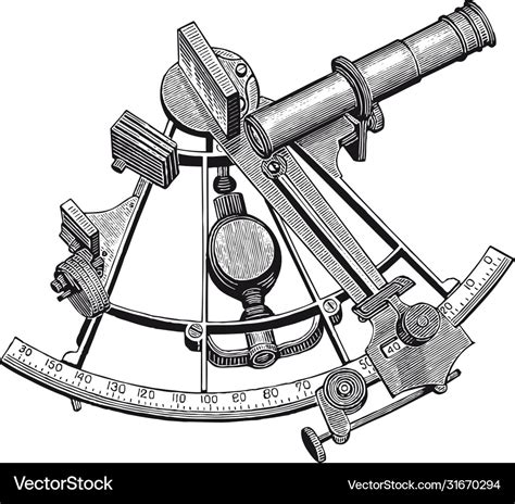 high detail sextant engraving royalty free vector image