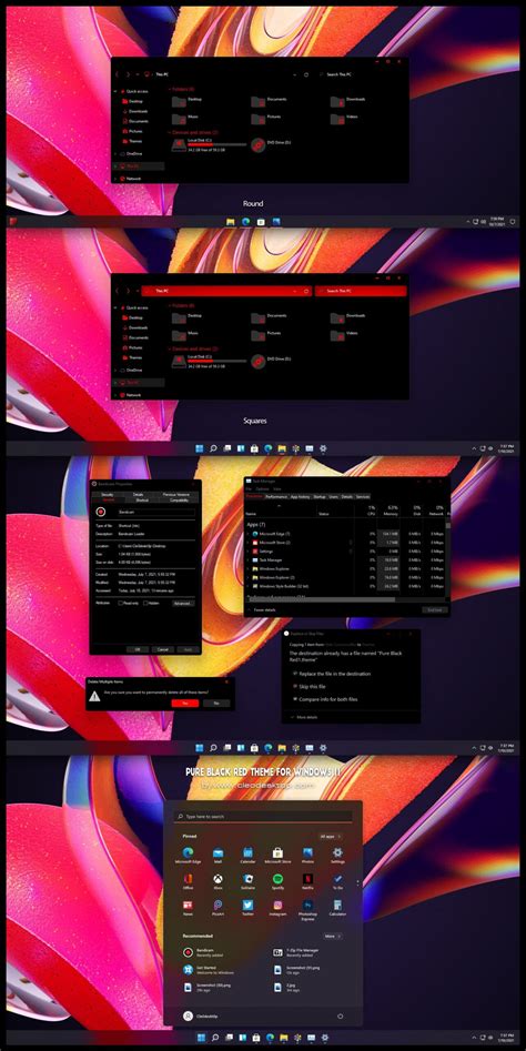 pure black red theme  windows  cleodesktop