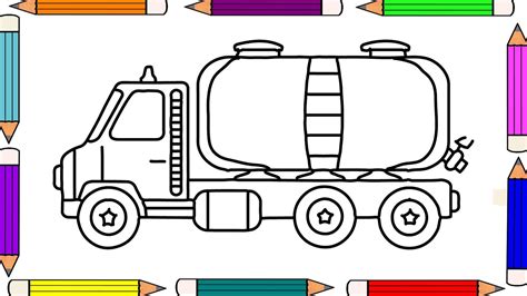 draw oil truck coloring pages  kids oil truck drawing