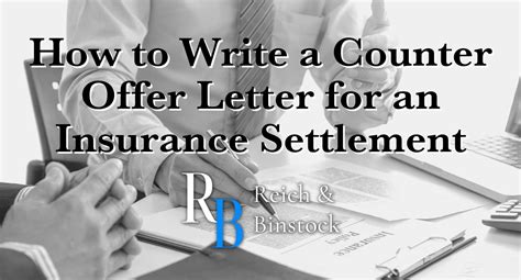 write  settlement counter offer letter reich binstock