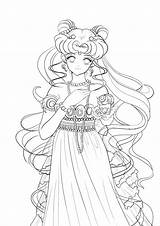 Serenity Coloring Pages Princess Queen Sailor Moon Line Anime Manga Crystal Deviantart Adult Cool Getcolorings Color Choose Board Printable sketch template
