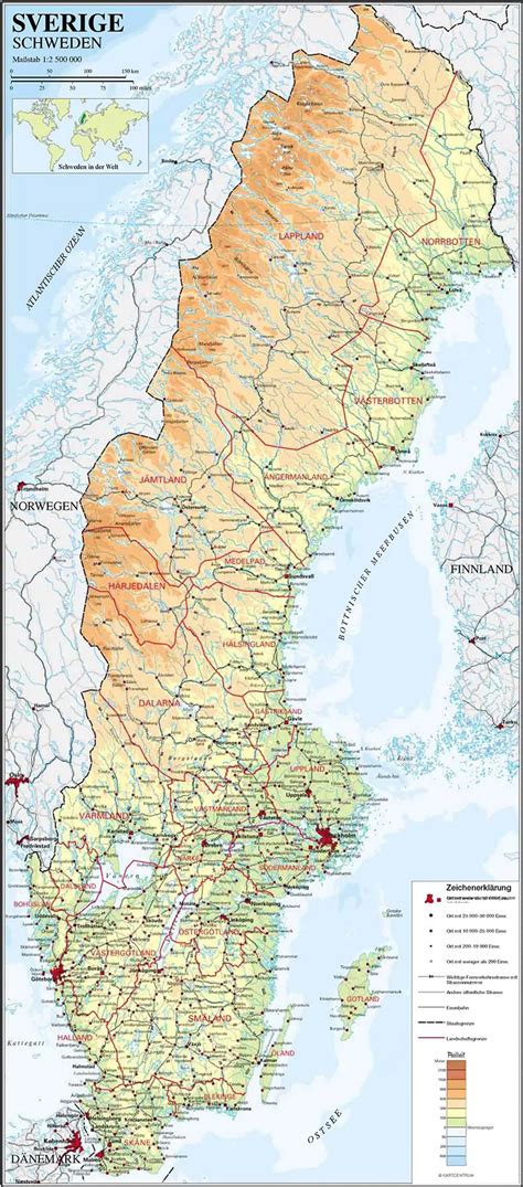 karte schweden grosse schweden landkarte bzw schwedenkarte zur ansicht