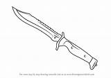 Knife Bowie Draw Drawing Hunting Step Strike Counter Drawings Learn Drawingtutorials101 Paintingvalley sketch template